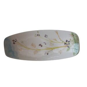 Signed Dick Busse Porcelain Tray | Vintage Floral Oblong Serving Tray